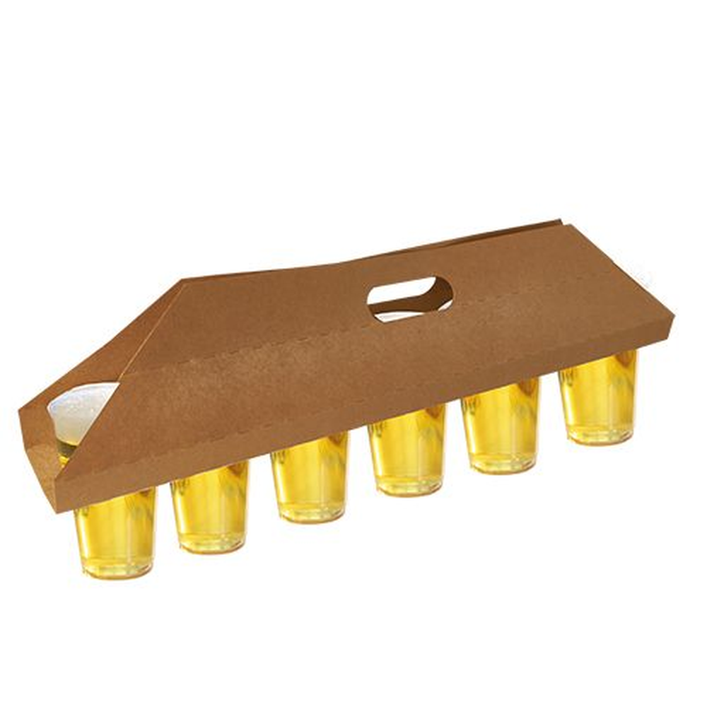 PAPSTAR Tragetabletts, Pappe pure 12 cm x 9,5 cm x 62 cm braun für 6 Trinkb