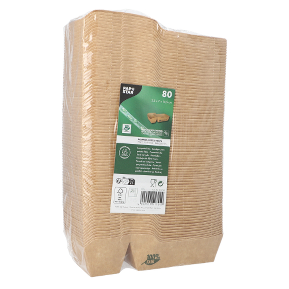 PAPSTAR Pommes-Frites-Trays, Pappe pure 2-geteilt 3,5 cm x 7 cm x 14,5 cm b