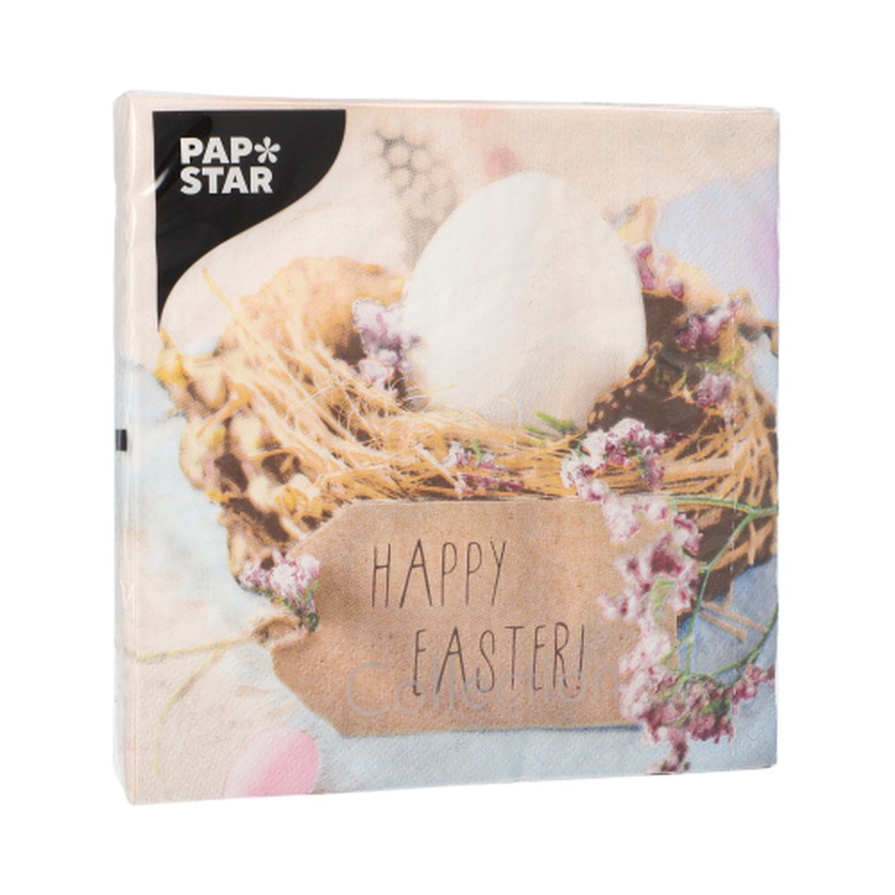 Papstar Servietten, 3-lagig 1/4-Falz 33 cm x 33 cm "Easter Nest"