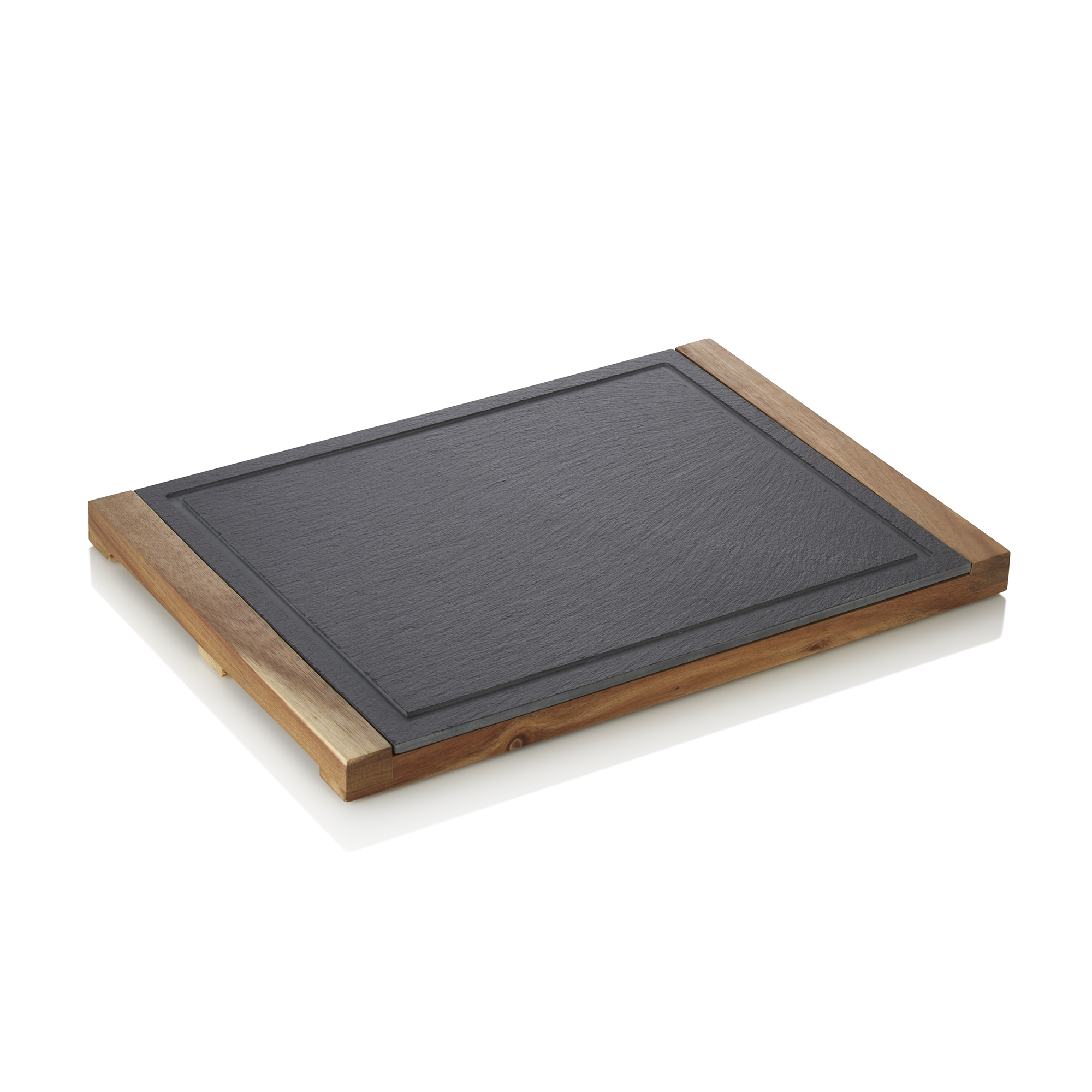 WAS Servierbrett SLATE & SERVE, 37 x 26 x 2,5 cm, Akazienholz, Schiefer