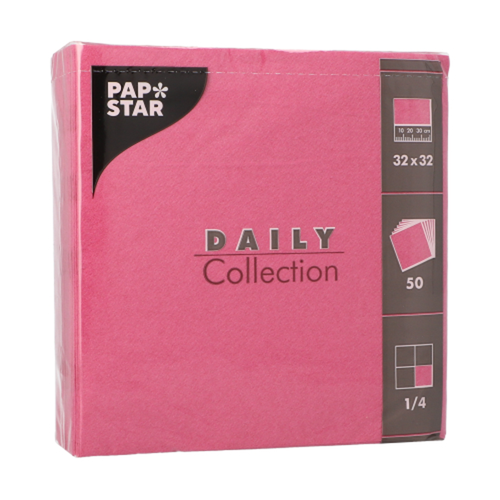 Papstar Servietten "DAILY Collection" 1/4-Falz 32 cm x 32 cm fuchsia
