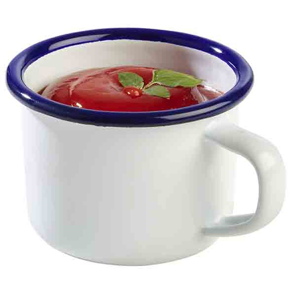 APS Henkelbecher -ENAMELWARE- Ø 7 cm, H: 5 cm, 0,1 Liter , emailiertes Stahlblec