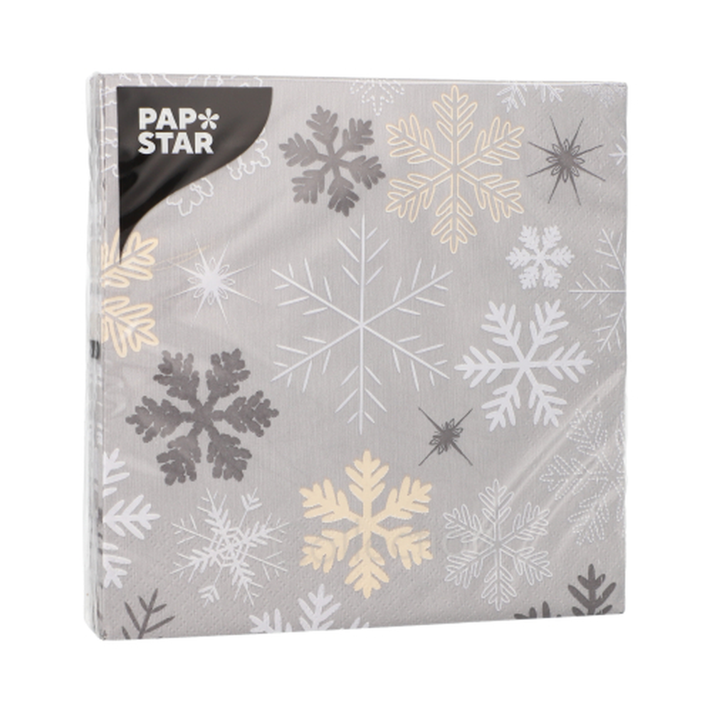 Papstar Servietten, 3-lagig 1/4-Falz 33 cm x 33 cm "Snowflakes"