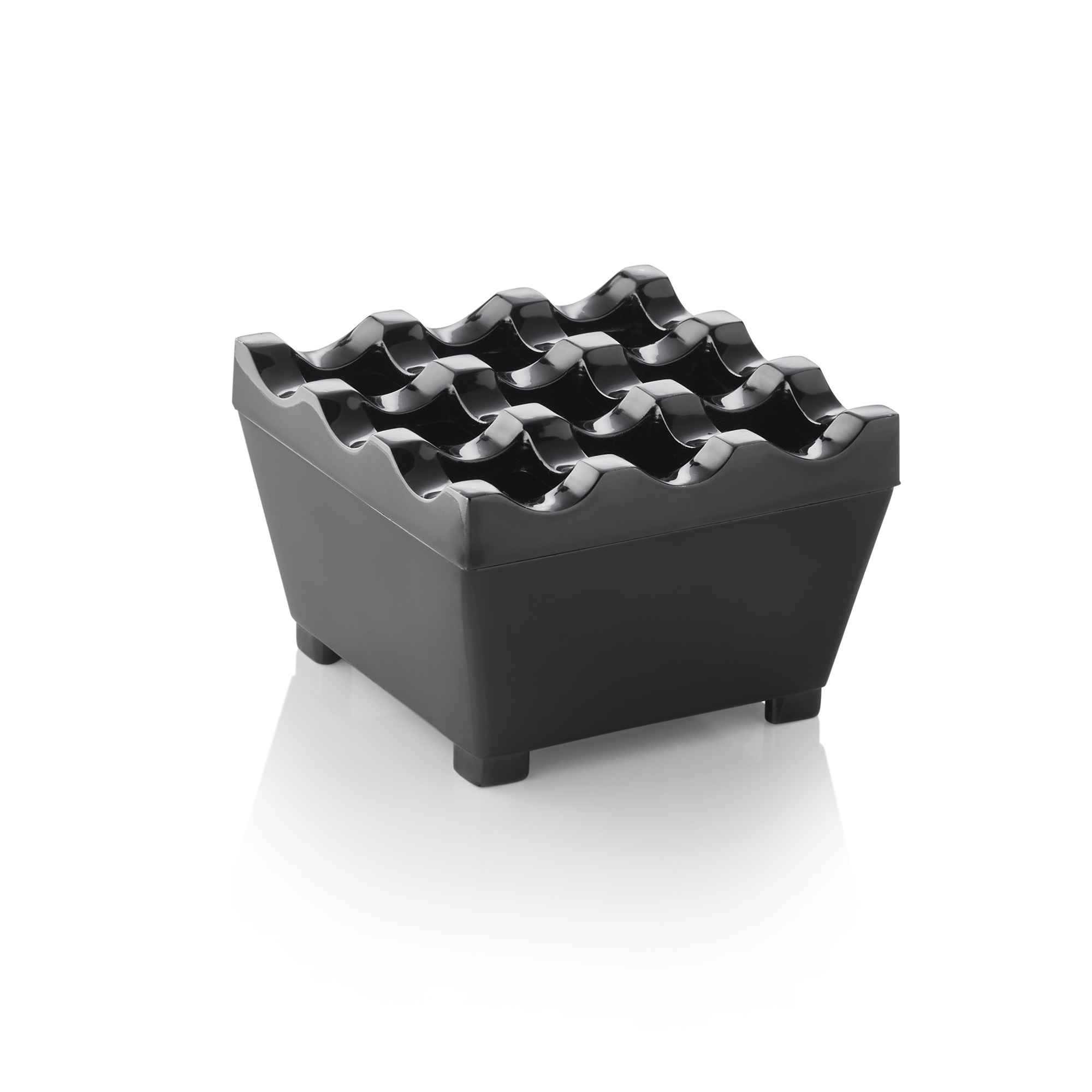 WAS Windaschenbecher, 7,5 x 7,5 x 4,5 cm, schwarz verchromt, Zinkguss