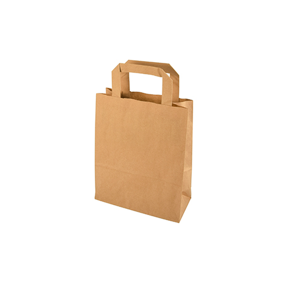 Papstar Tragetaschen, Papier 22 cm x 18 cm x 10 cm braun mit Tragegriff