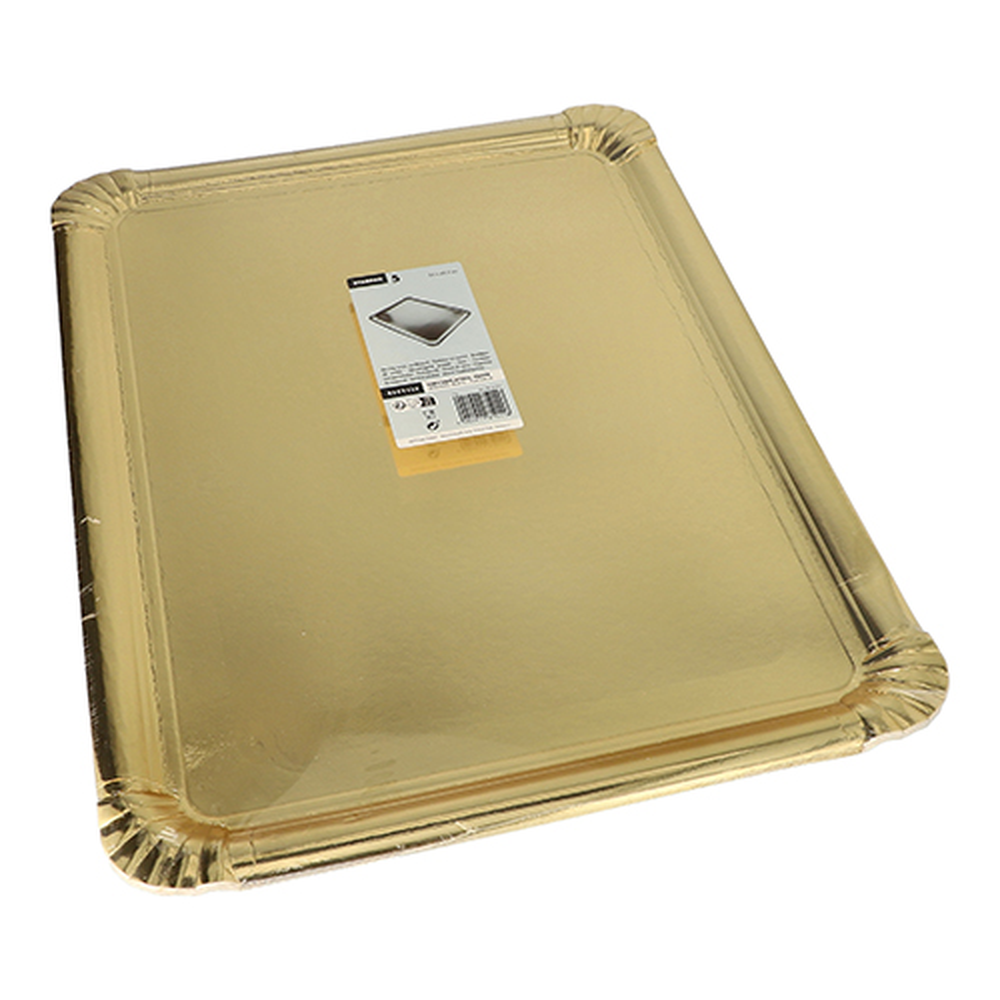 Papstar Servierplatten, Pappe, PET-beschichtet eckig 34 cm x 45,5 cm gold