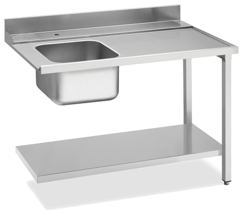 KBS Zulauftisch Becken links, Breite 120cm, Grundboden und Aufkantung