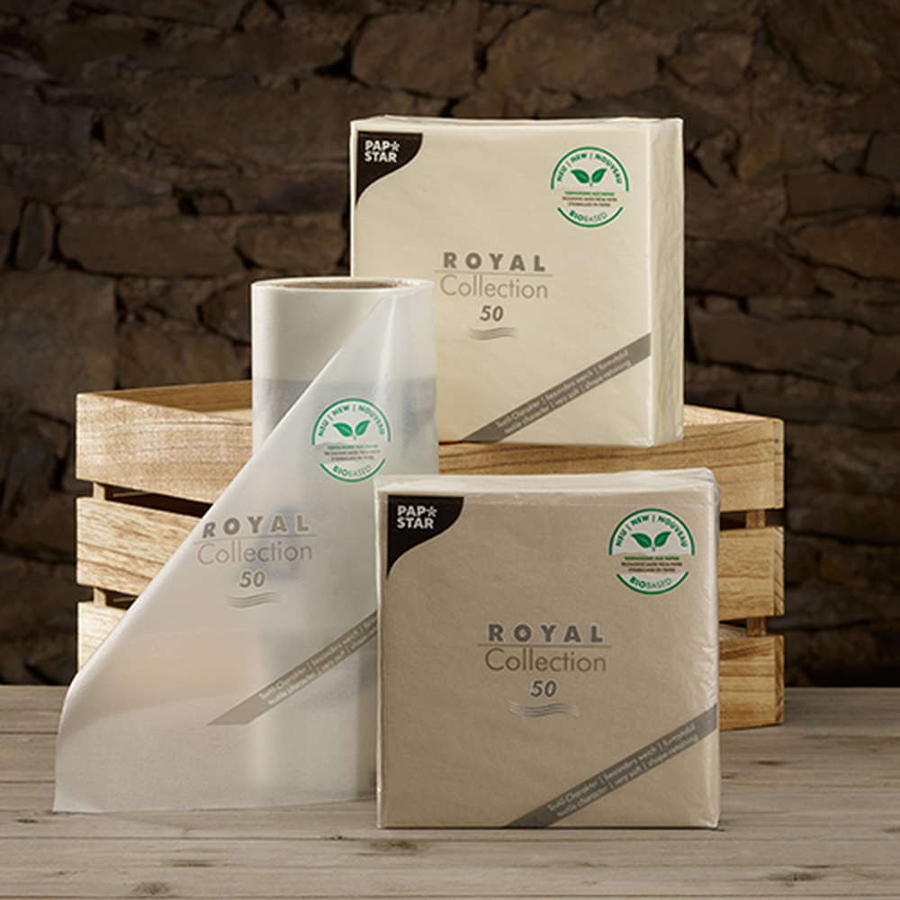 PAPSTAR Servietten ROYAL Collection 1/4-Falz 40 cm x 40 cm champagner in Pa