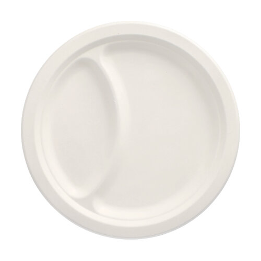 Papstar Teller, Zuckerrohr "pure" 2-geteilt Ø 23 cm · 2 cm weiss