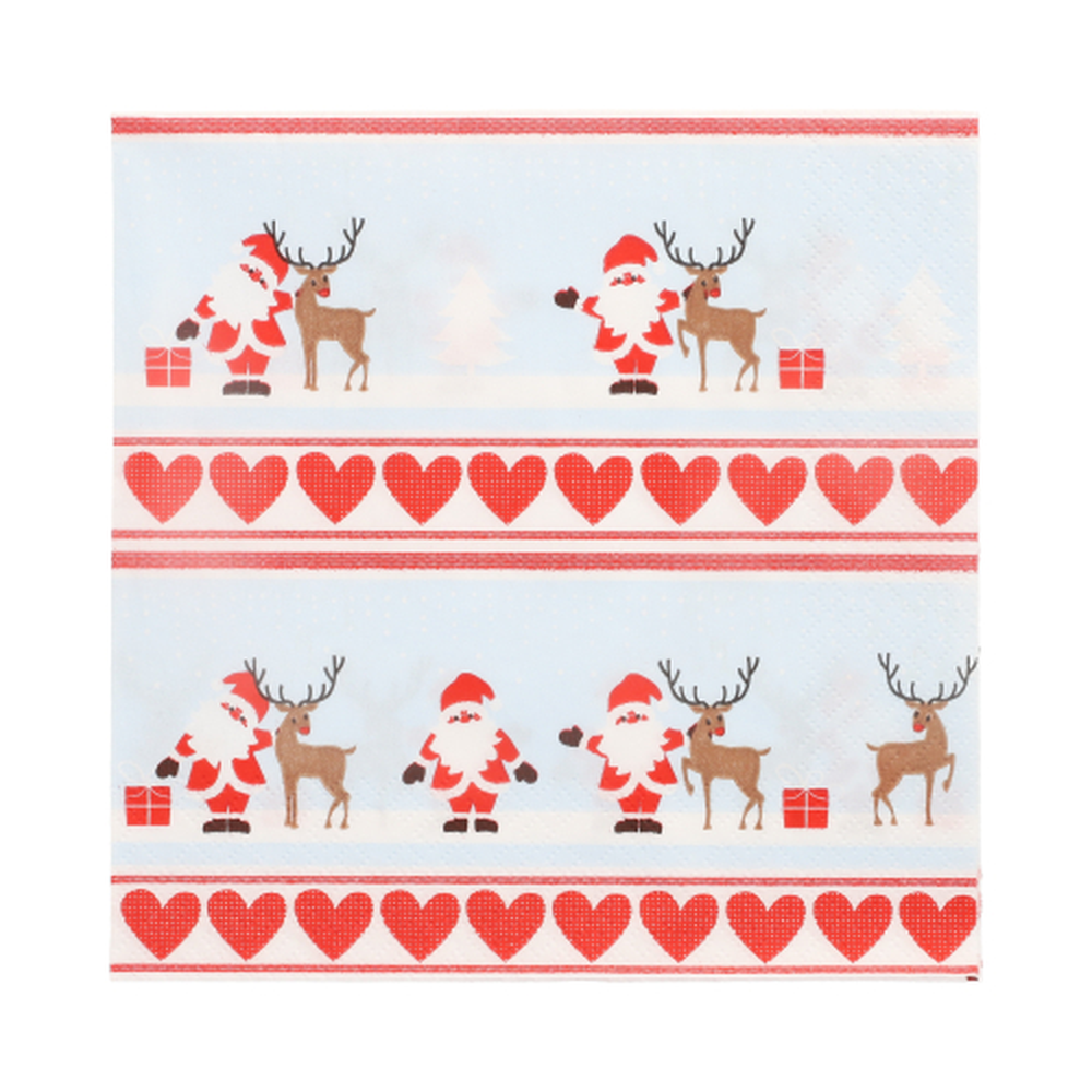 Papstar Servietten, 3-lagig 1/4-Falz 33 cm x 33 cm "Lovely Santa"