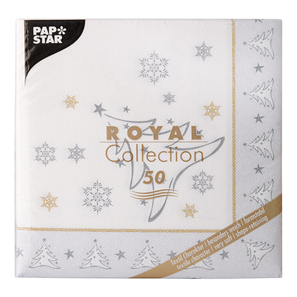 PAPSTAR Servietten ROYAL Collection 1/4-Falz 40 cm x 40 cm silber X-Mas E
