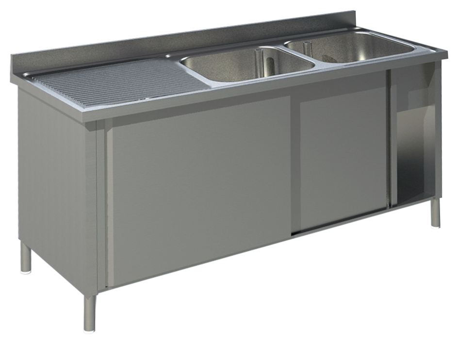 KBS Spülschrank mit Schiebetüren B 140cm - Becken rechts