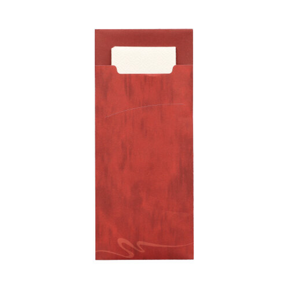 Papstar Bestecktaschen 20 cm x 8,5 cm bordeaux inkl. weißer Serviette