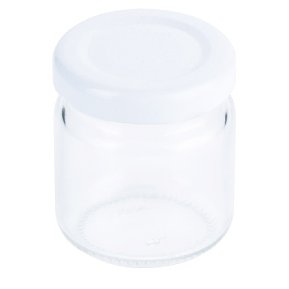 Contacto 8 Stück Marmeladenglas 50 ml mit weißem Deckel, im Tray