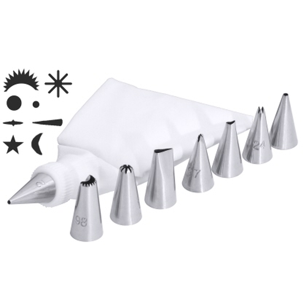Contacto Minispritztüllen-Set mit 8 Tüllen, Adapter und