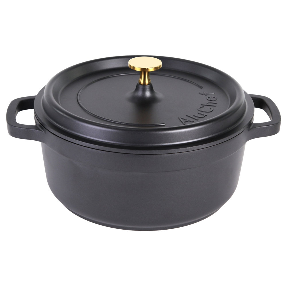 Contacto AluChef Cocotte, rund 24 cm / schwarz Durchmesser innen: 24 cm, Höhe: