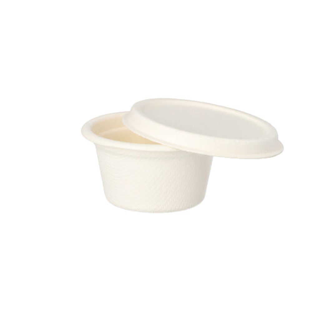 Papstar Dressingschalen, Zuckerrohr "pure" 60 ml Ø 6 cm · 3 cm weiss