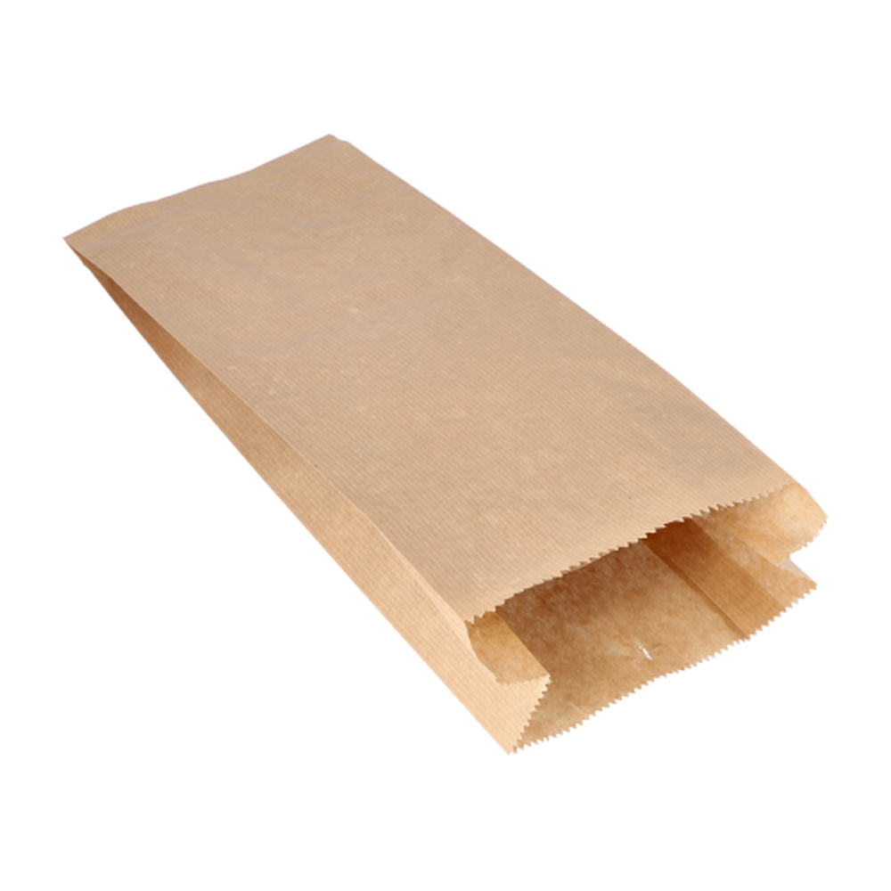 PAPSTAR Papierfaltenbeutel gefädelt Kraftpapier 35 cm x 15 cm x 7 cm braun