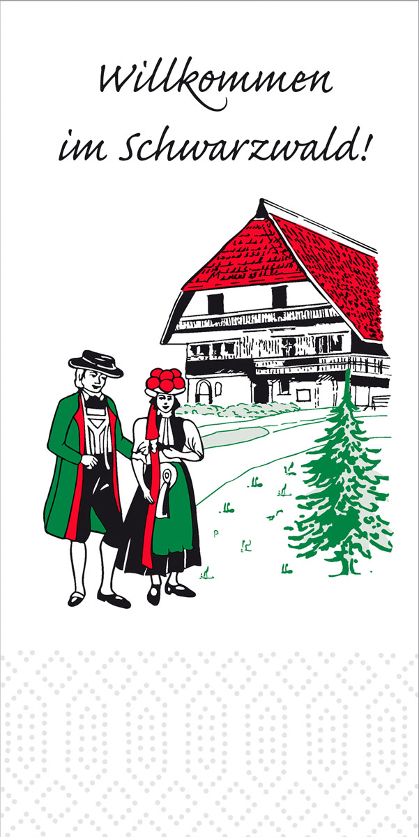 Duni Zelltuchservietten 33 x 33 cm 3-lagig 1/8 Kopffalz Schwarzwald