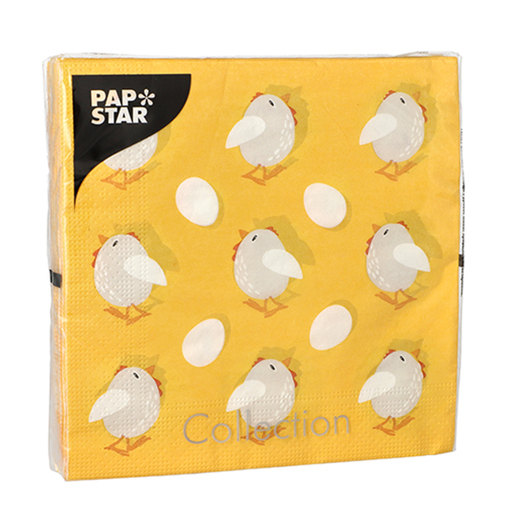 Papstar Servietten, 3-lagig 1/4-Falz 33 cm x 33 cm "Kycklingar"