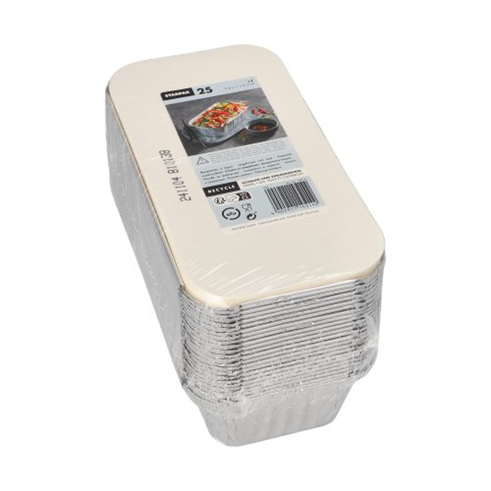 PAPSTAR Schalen, Alu + Einlegedeckel, PE-beschichtet eckig 1 l 5,4 cm x 11 cm