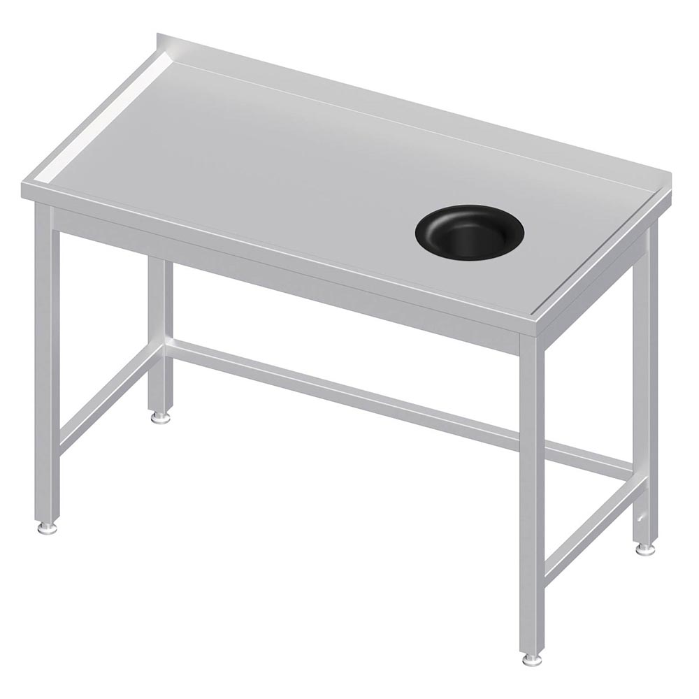Stalgast Arbeitstisch ohne Grundboden, 1500x700x850 mm, mit Abfallloch rechts, m