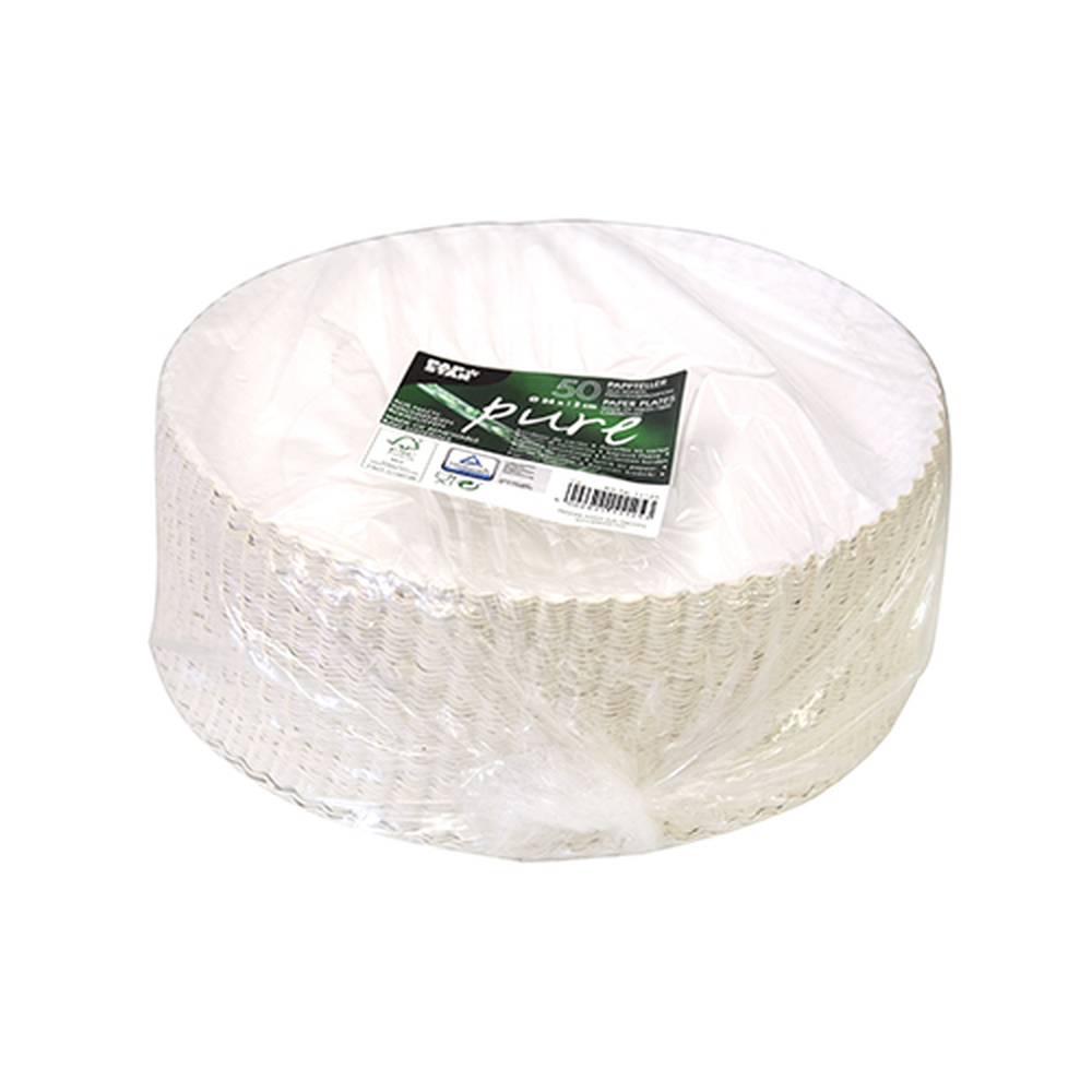 Papstar Teller, Pappe "pure" rund Ø 24 cm · 2 cm weiss