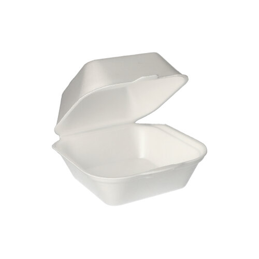Papstar Hamburger-Boxen mit Klappdeckel, XPS 7,5 cm x 12 cm x 12 cm weiss