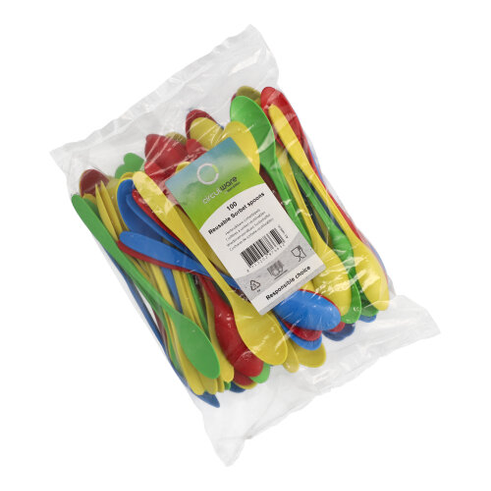 PAPSTAR Circulware Mehrweg-Sorbetlöffel PP-MF 17,5 cm farbig sortiert extr