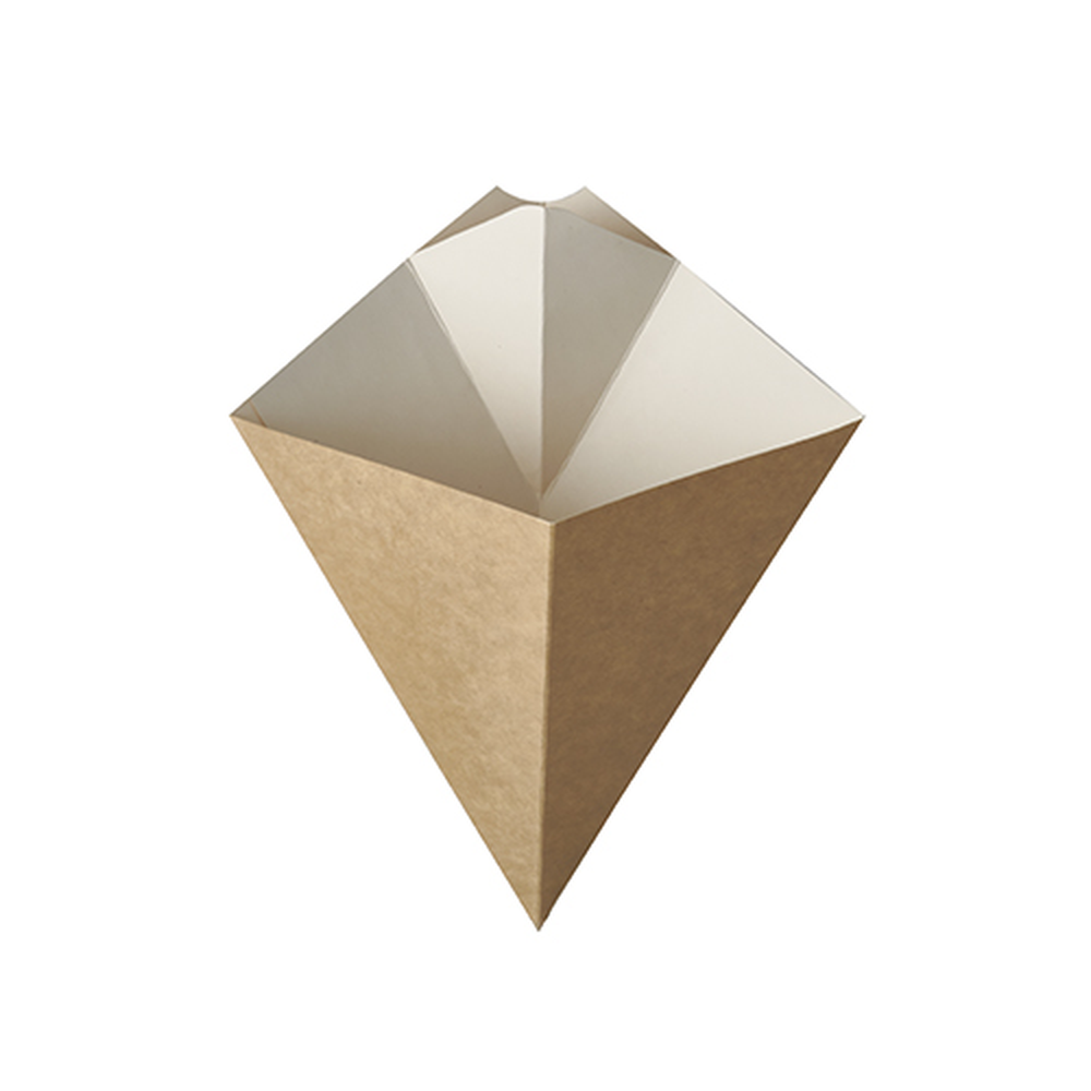 PAPSTAR Pommes-Frites-Spitztüten mit Dip-Ecke, Pappe pure 19,5 cm x 16,5 cm