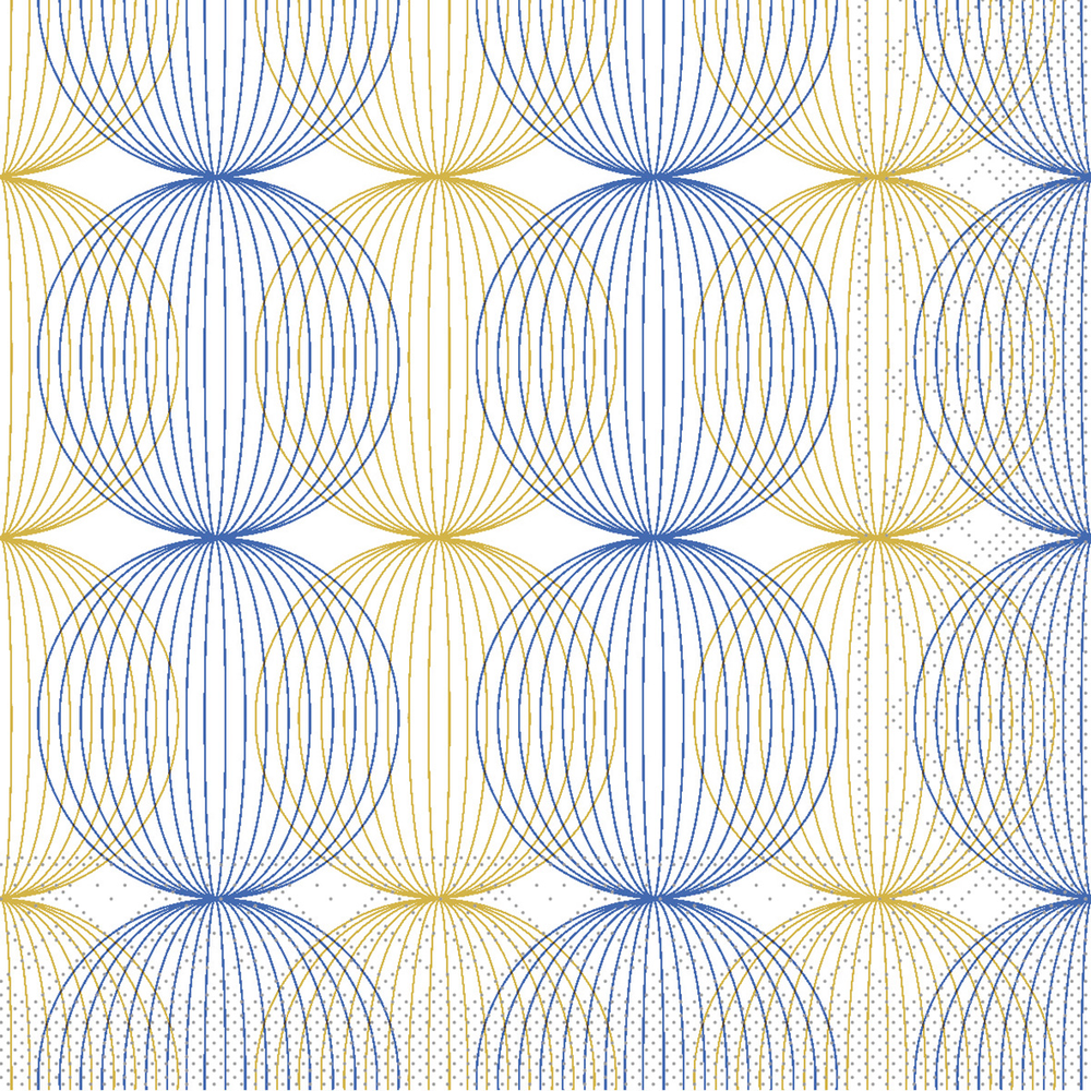Mank Serviette Ludo blau-gold 24 x 24 cm 1/4 Falz