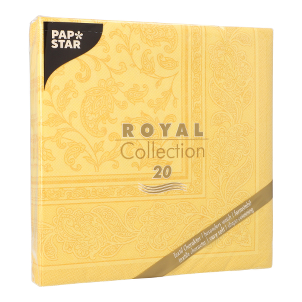 Papstar Servietten "ROYAL Collection" 1/4-Falz 40 cm x 40 cm gelb "Ornaments"