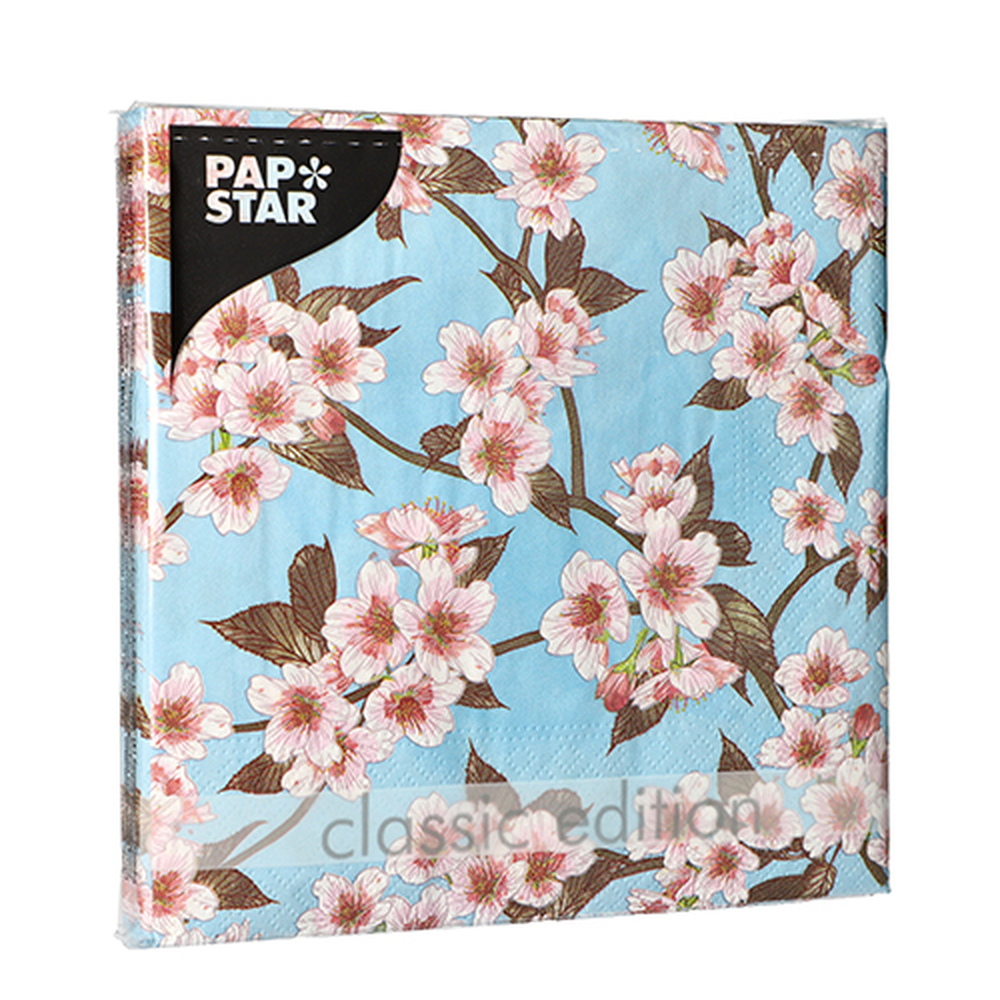 Papstar Servietten, 3-lagig 1/4-Falz 33 cm x 33 cm "Cherry Blossoms"