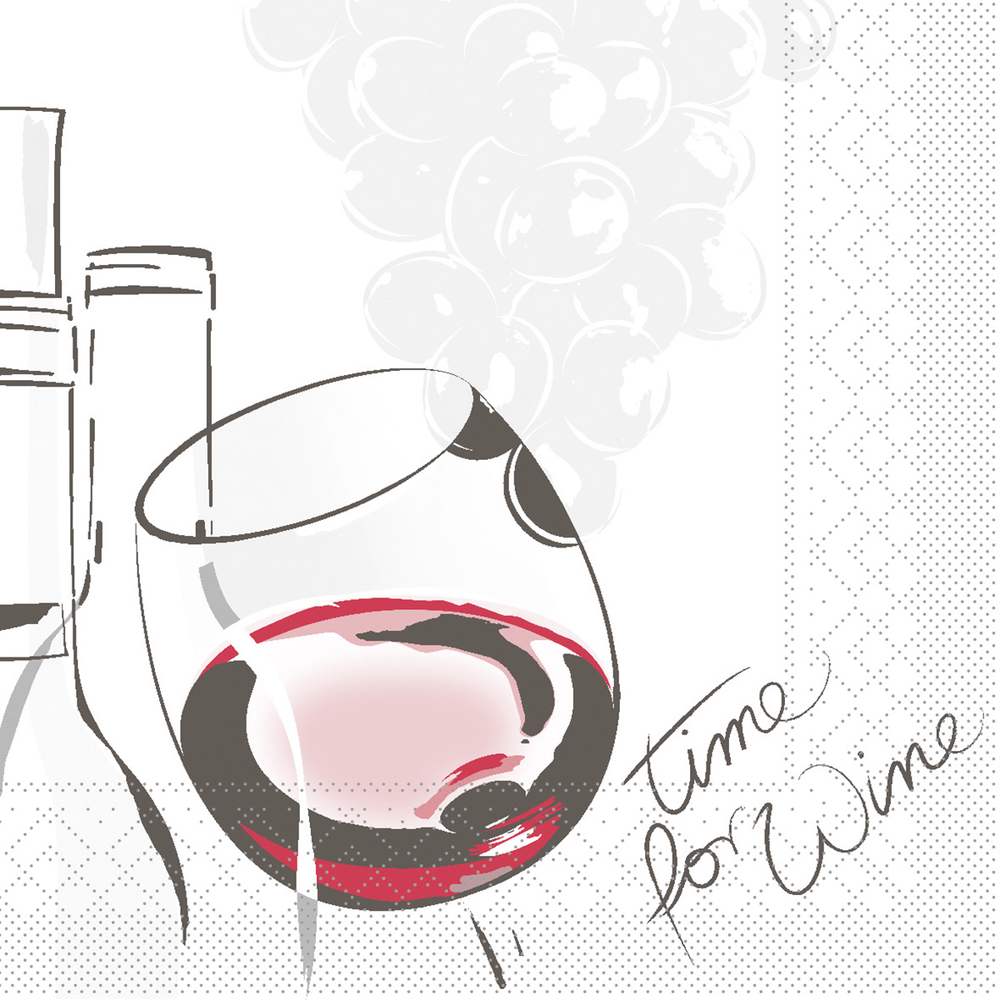 Mank Serviette Time for wine 24 x 24 cm 1/4 Falz