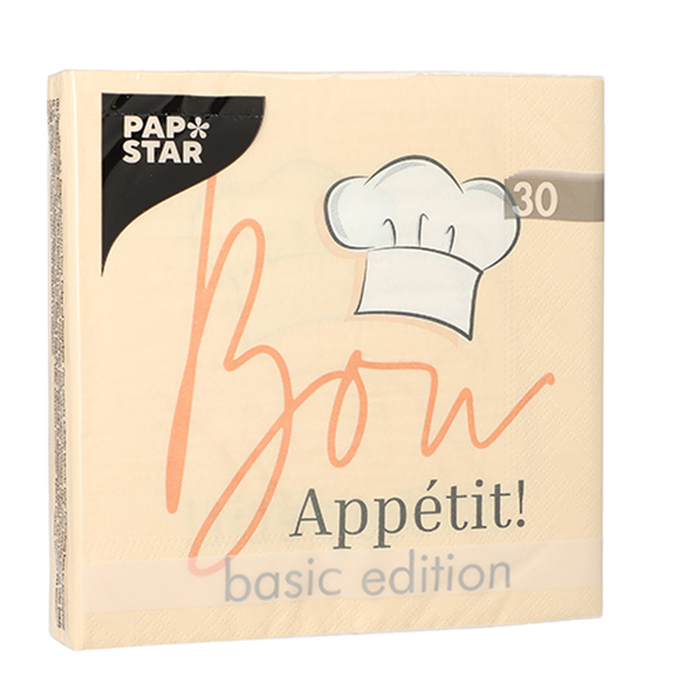 Papstar Servietten, 3-lagig 1/4-Falz 33 cm x 33 cm "Bon Appétit"