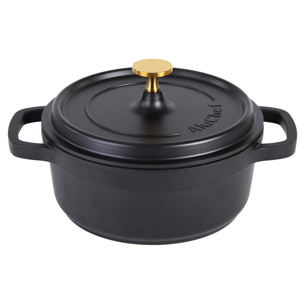 Contacto AluChef® Cocotte, rund 20 cm / schwarz Durchmesser innen: 20 cm, Höhe: 