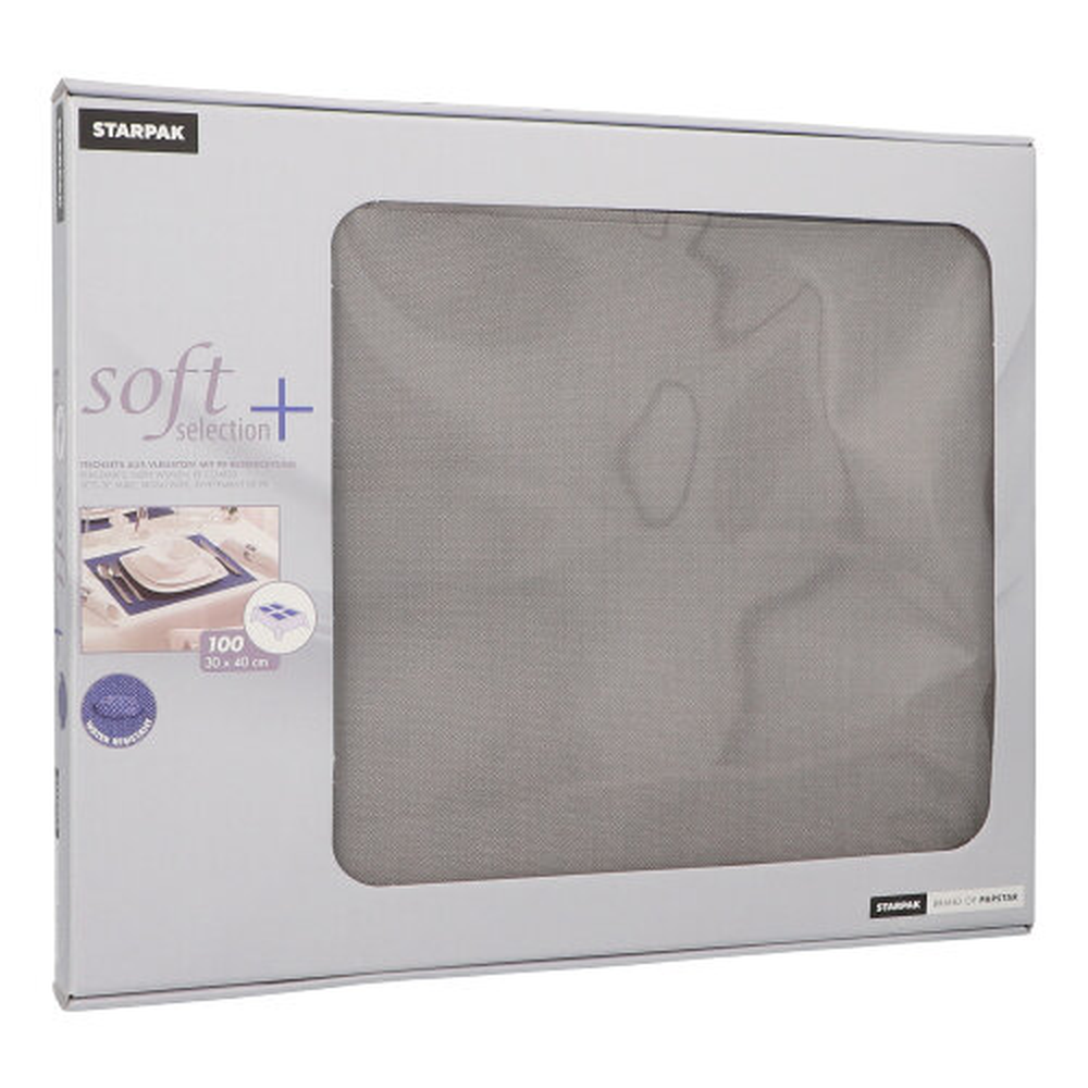 Papstar Tischsets, stoffähnlich, Vlies "soft selection plus" 30 cm x 40 cm grau
