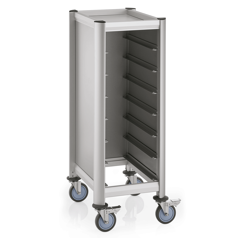 WAS Tablettwagen SINGLE GN 1/1 MENSA, für 7 Tabletts, silber, 60,5 x 44,5 x 125 