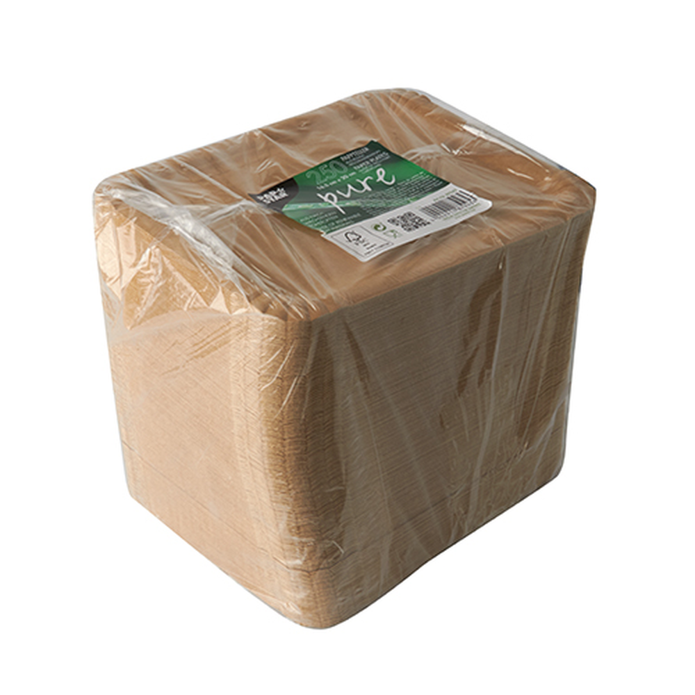 Papstar Teller, Pappe "pure" eckig 16,5 cm x 20 cm braun