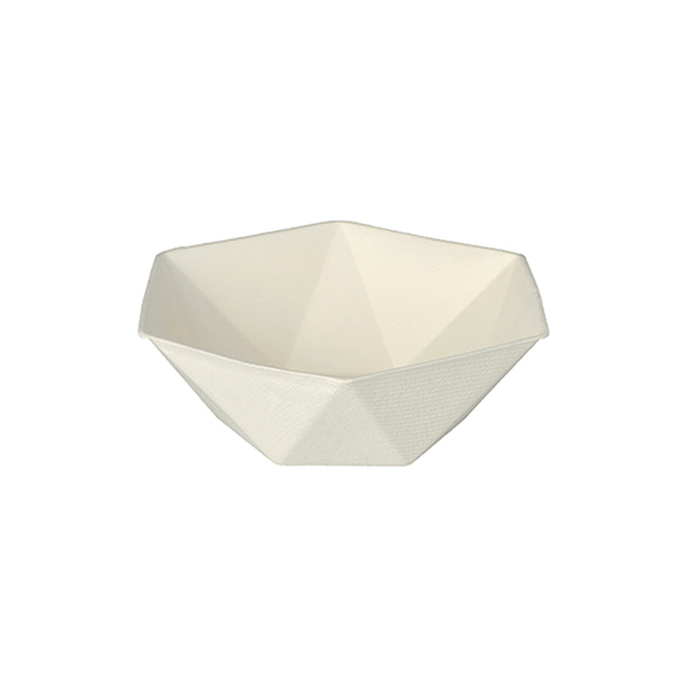 PAPSTAR Schalen Zuckerrohr pure 6-eckig 400 ml 5 cm x 16 cm x 14 cm weiss 