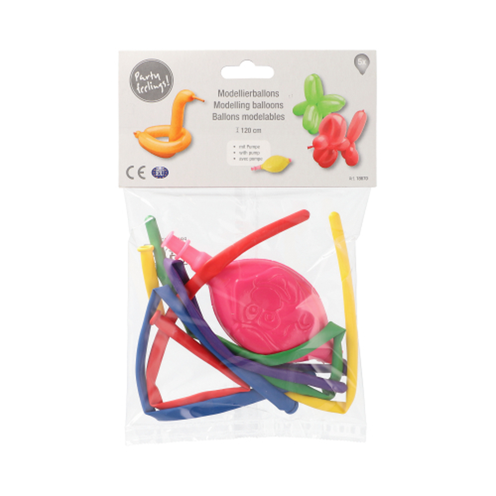 Papstar Modellierballons 120 cm farbig sortiert mit Pumpe
