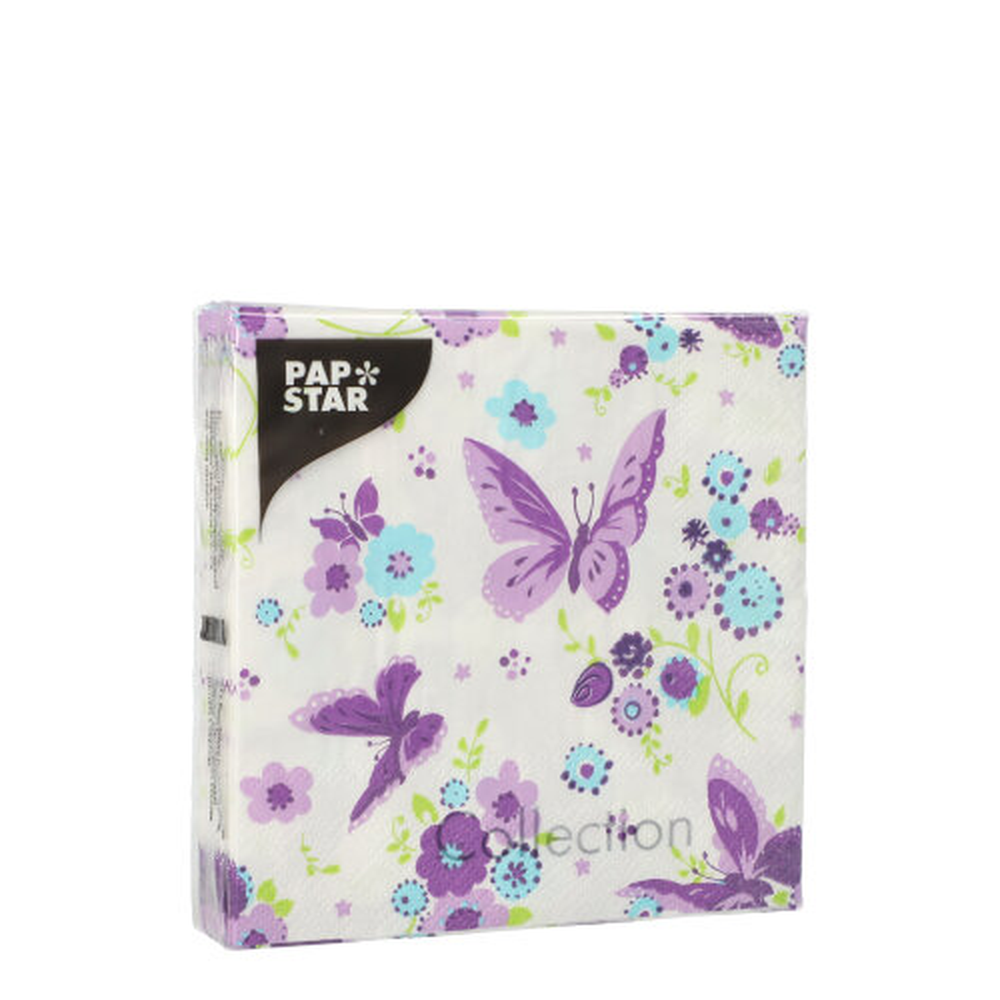 Papstar Servietten, 3-lagig 1/4-Falz 25 cm x 25 cm "Beautiful Butterfly"
