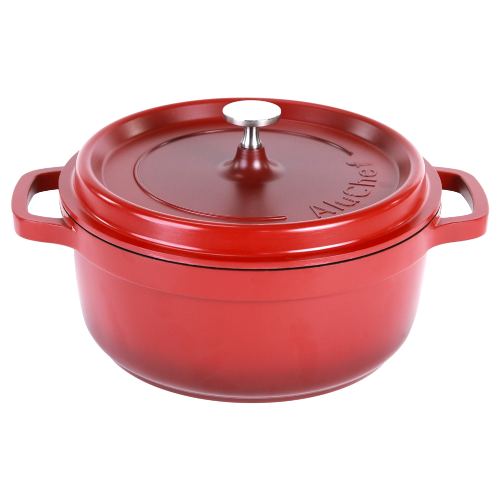 Contacto AluChef® Cocotte, rund 24 cm / rot Durchmesser innen: 24 cm, Höhe: 10 c