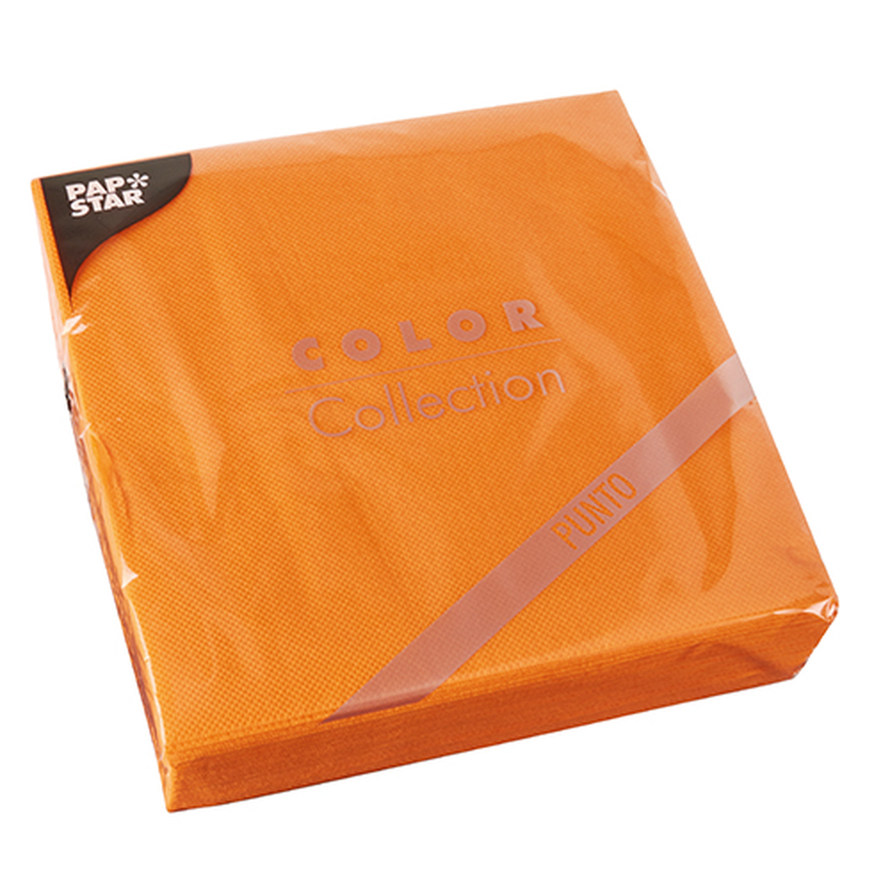 PAPSTAR Servietten, 2-lagig PUNTO 1/4-Falz 38 cm x 38 cm nektarine mikrogep