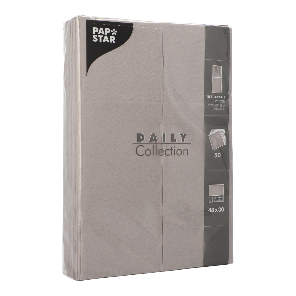 PAPSTAR Servietten DAILY Collection 48 cm x 30 cm grau mit Besteckfalz