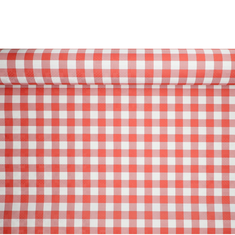 Papstar Papiertischtuch mit Damastprägung 50 m x 1 m rot "Vichy Karo"