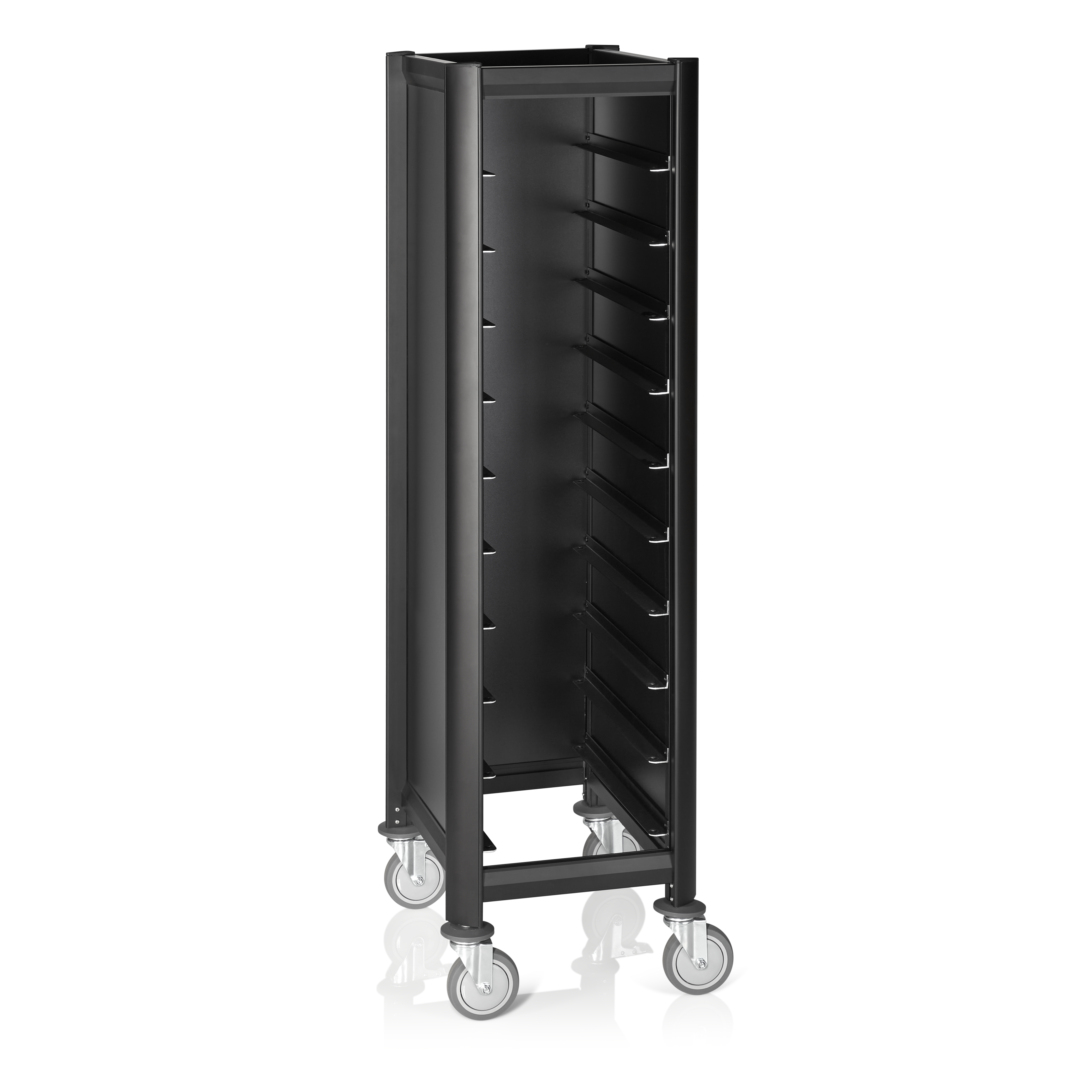 WAS Tablettwagen SINGLE GN 1/1 MENSA BLACK, für 10 Tabletts, schwarz, 60 x 44,5 