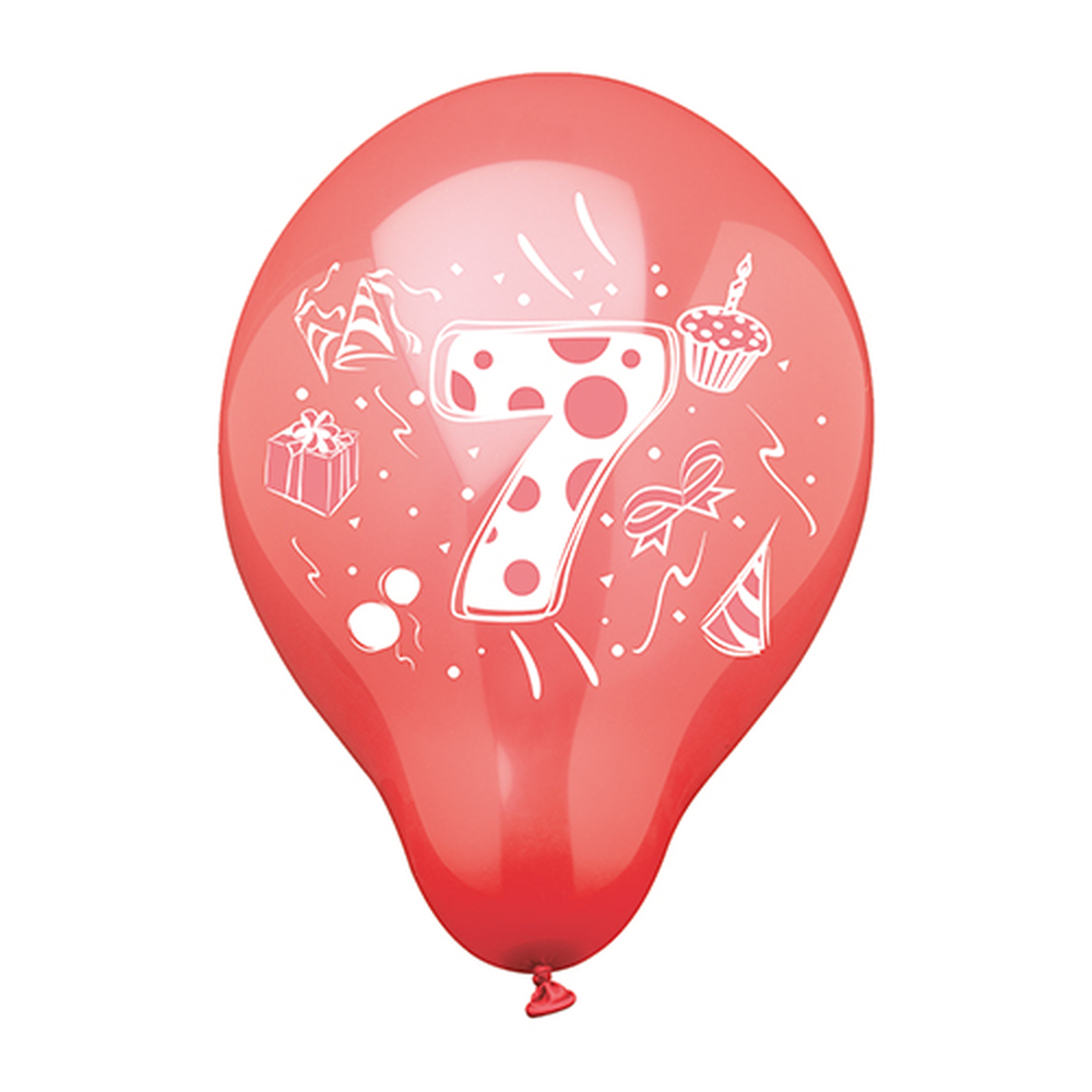 Papstar Zahlenluftballons Ø 25 cm farbig sortiert "7"