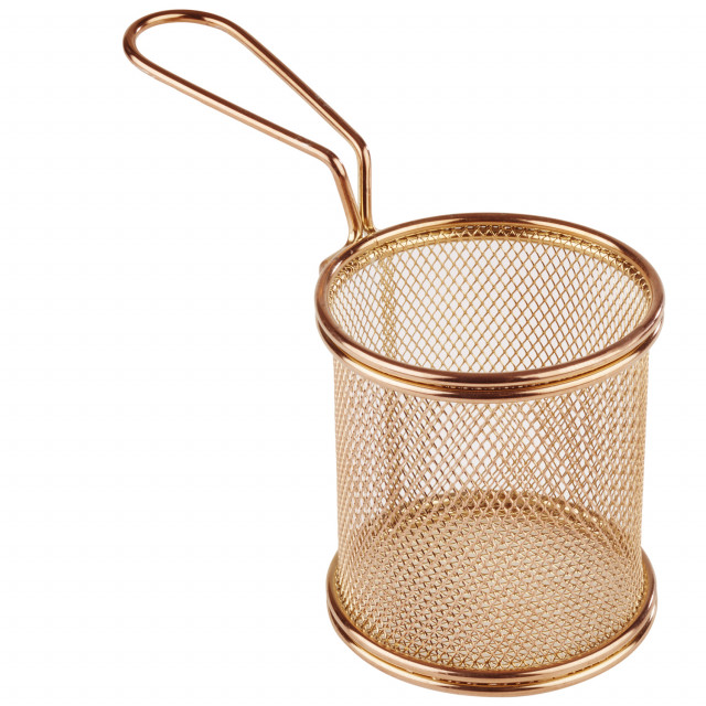 APS Servier-Frittierkorb Ø 9 cm, H: 8,5 cm, Griff 9 cm , Edelstahl, Gold-Look
