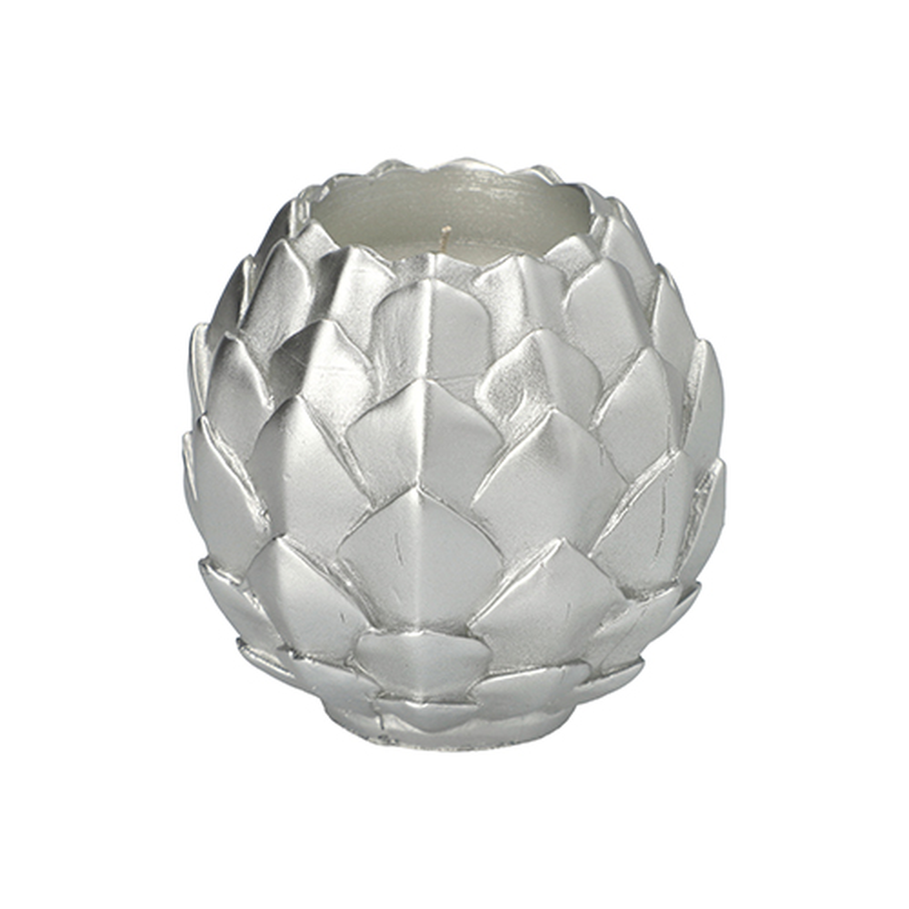 Papstar Kugelkerze Ø 10 cm silber "Pine Cone"
